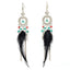 Black Feather Dangle Earrings with Natural Stone