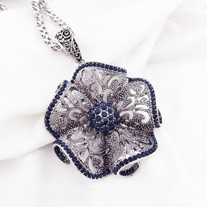 Vintage Flower Long Pendant Necklace Women - My Treasure Barn