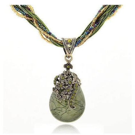 Vintage Women  Crystal Drop Pendant Necklace - My Treasure Barn
