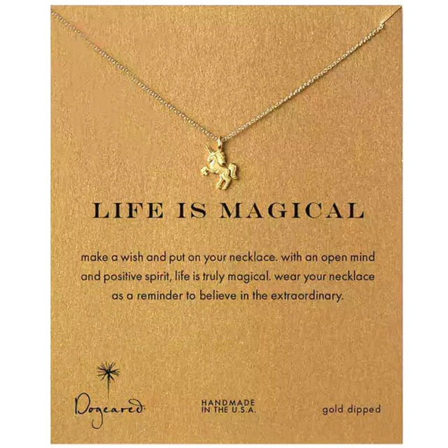 Magical Unicorn Horse Gold/Silver Pendant Necklace - My Treasure Barn