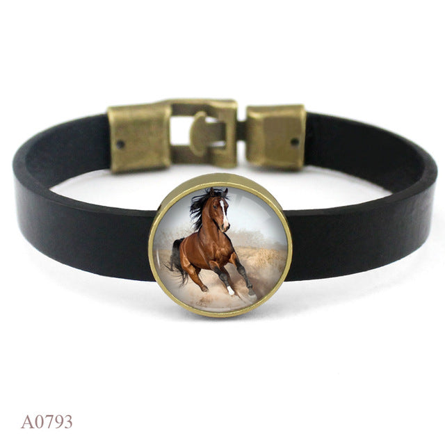 Women Leather Horse Bracelet - My Treasure Barn