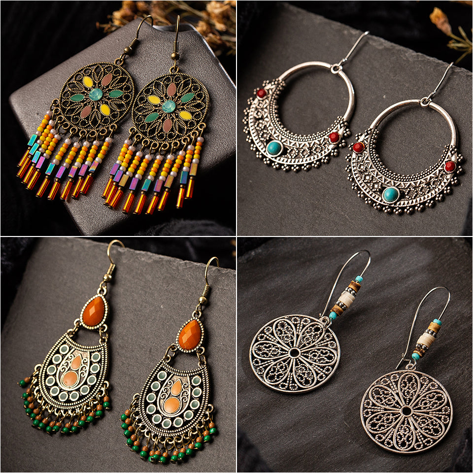 Vintage Ethnic  Drop Earrings for Women - My Treasure Barn